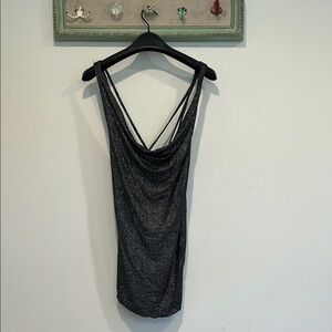 Chaser Drape Front strappy glitter Black Sleeveless women’s top medium